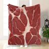 Five-Flavor Pork Pattern Blanket - Plush 280GSM Flannel All-Season Soft Warm Throw, Red Meat Texture Design with Fat Marbling -
