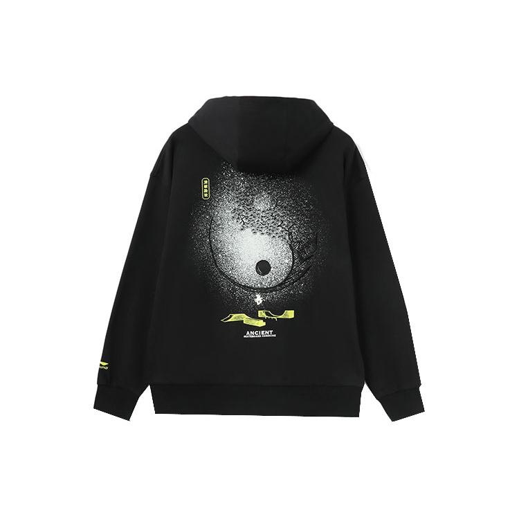 Li Ning Skateboard Sweatshirts Unisex Black Hooded Moderate Regular AWDR451-1