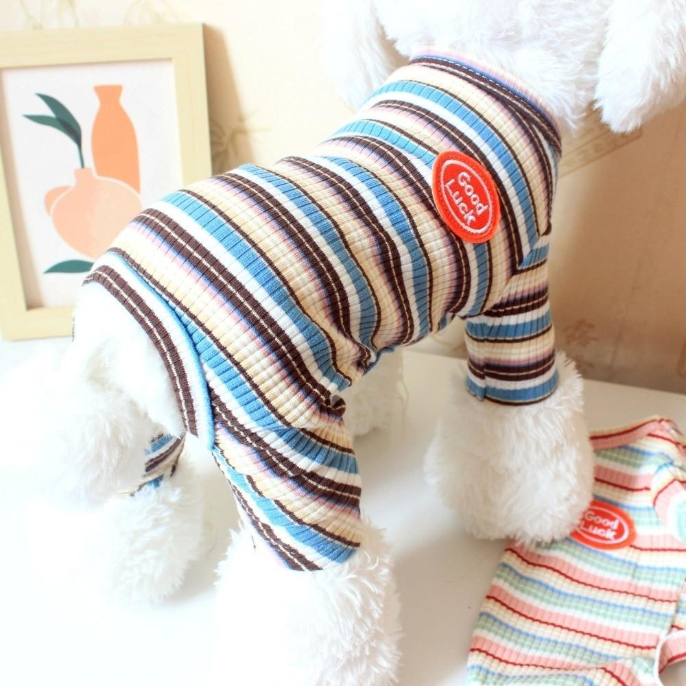 Colorful Stripes Dog Jumpsuits Cute Soft Puppy Rompers Fashion Dog Clothes