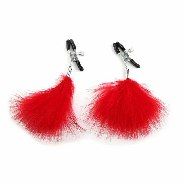 Fluffy Feather Nipple Clamps Breast  Kink Fetish Restraints Nipple & Clitoral Toys