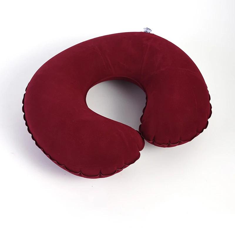 Travel Inflatable C-shaped Pillow for Car Airplane, Portable U-shaped PVC Plush Neck Pillow
