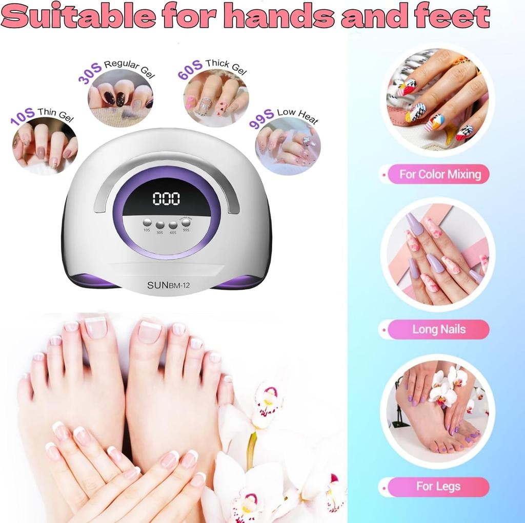UV LED Nail Lamp 72 Beads 300W with Sensor & 4 Timer Settings