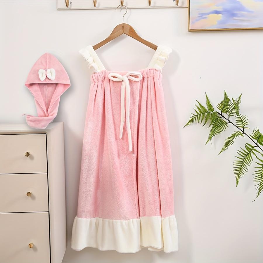 

2 шт. Банные полотенца из микрофибры с шапочкой для сушки волос, Супервпитывающие и Быстросохнущие, Современная вязаная ткань с дизайном узла-бабочки, 85% полиэстер 15% нейлон 2pcs