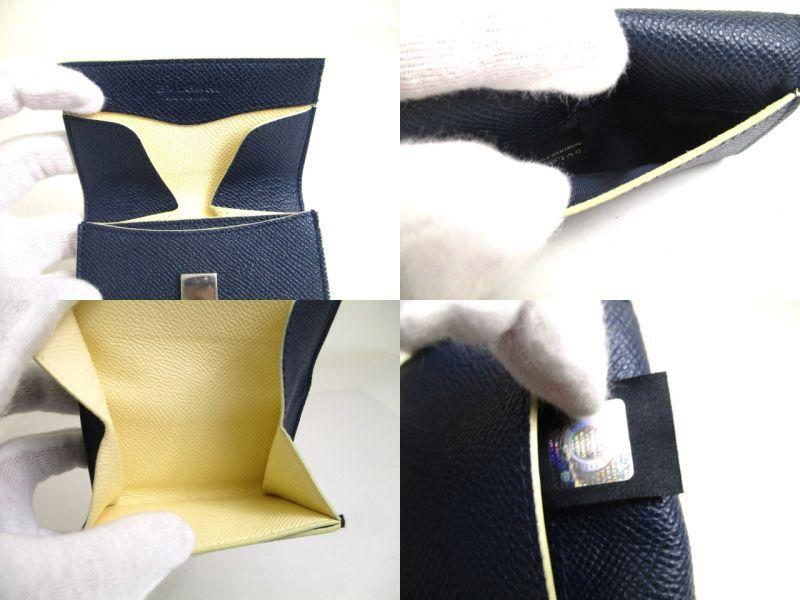 Autentisk BVLGARI BVLGARI Marineblå Skinn Myntpung #a266 Oppusset