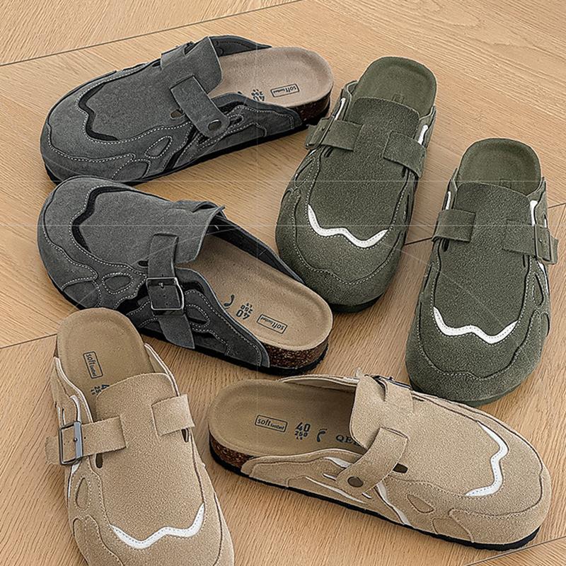 Cork Mules Slippers Men Women Close Toe Slippers Home Shoes Clogs Vintage Muller Slippers Arch Support