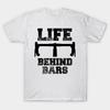 Men Black Print T-shirt Life Behind Bars Bicycle Tshirt No-Cut Transfer Paper Print Cotton Tshirt