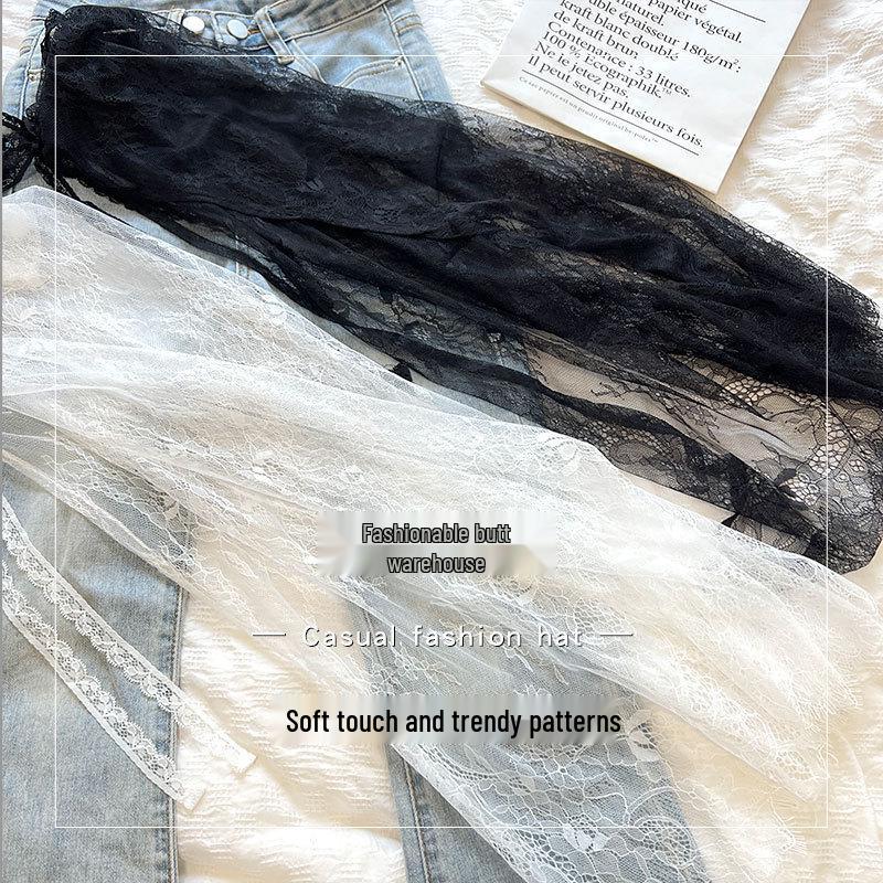 Korean Lace Tulle Skirt with Frill Apron and Tie Wrap