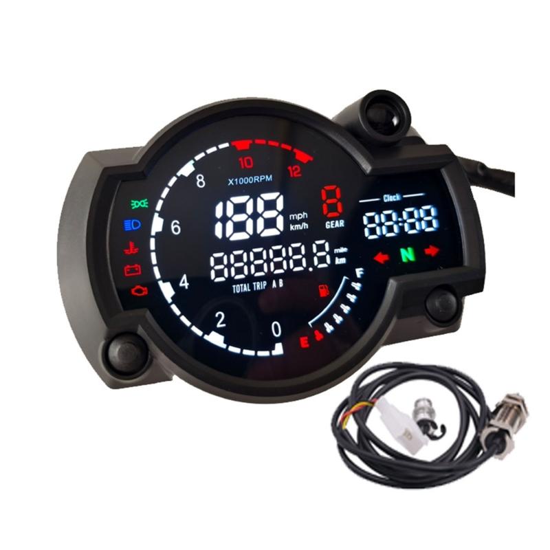 Motorbike Speedometer Instrument Cluster LCD Digital Display Speed Measurement Unit Odometer Rotation Meter 12V Suitable 1