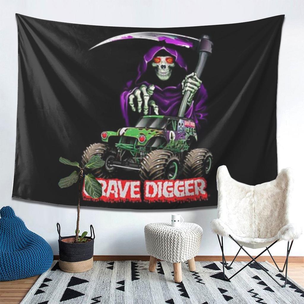 Classic Monster Jam Pattern Tapestry Wall Hanging Aesthetic Home Decor Tapestries for Living Room Bedroom