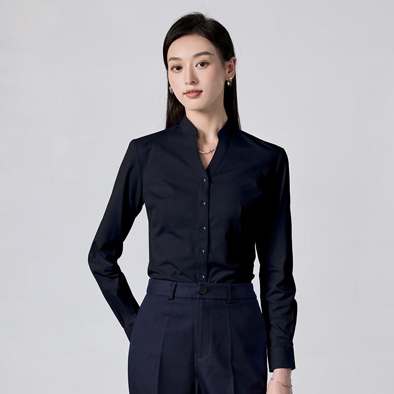 Women s Long-Sleeve Stand Collar Professional Shirt 3XL