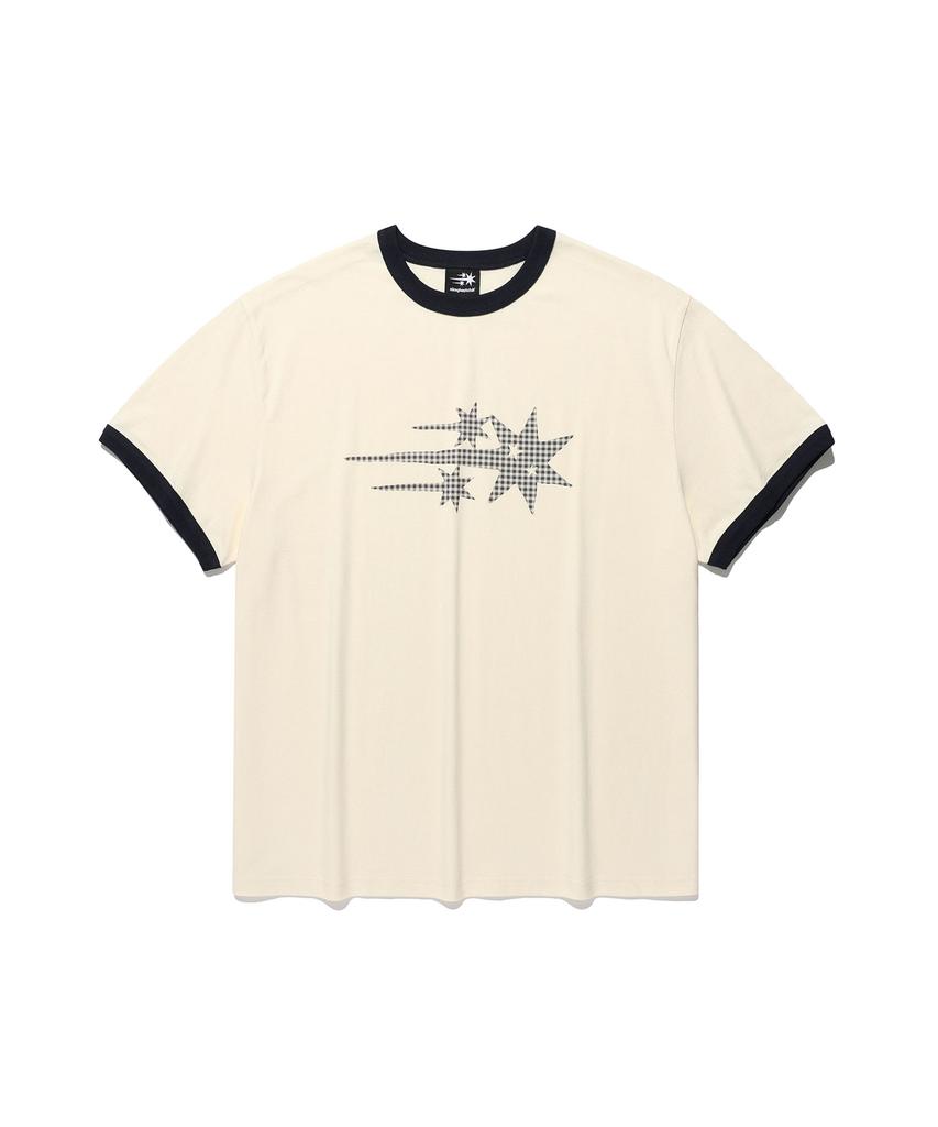 NICEGHOSTCLUB Check 3Star Basic Ringer Tee_Cream(Ng2Gmut537A)