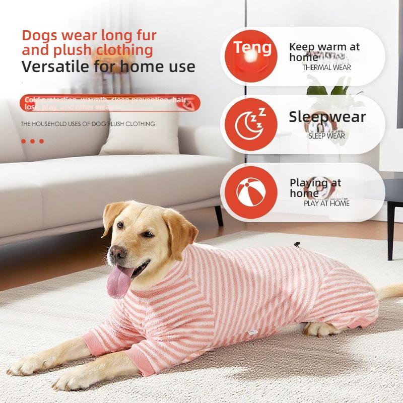 Winter Dog Four-Legged Coat Soft Long Plush Warm Anti-Shed Pet Cotton Jumpsuit For Small Medium Dogs