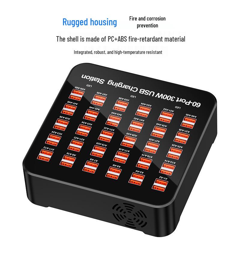 Multi-Port USB Charger: 30/40/50/60-Port Mobile Phone Desktop Charging Station