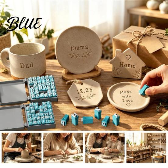 Alphabet Stamps for Clay 72Pcs/Set Concrete And Clay Includes Uppercase Lowercase Letters Numbers Symbols DIY Pottery Imprint Tools with Anti-reverse