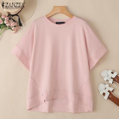 Γυναικεία Καθημερινά Μπλουζάκια με Στρογγυλή Λαιμόκοψη, Μονόχρωμα, με Μανίκι Μέχρι τον Αγκώνα