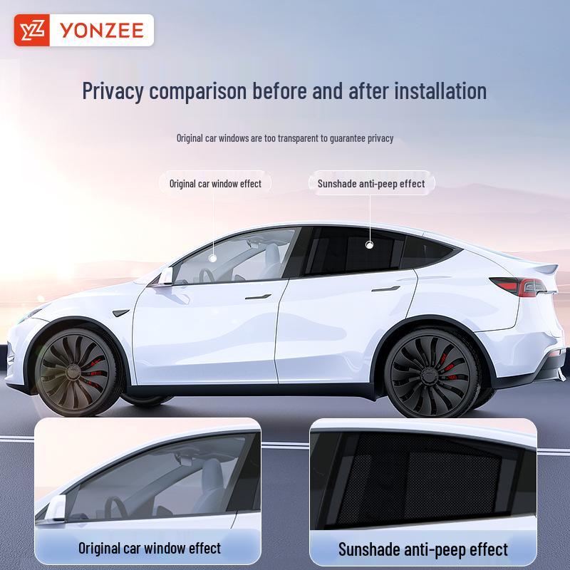 Sunshade Umbrella for Tesla Model Y Refreshed - Side Window Sun Protection & Interior Accessory