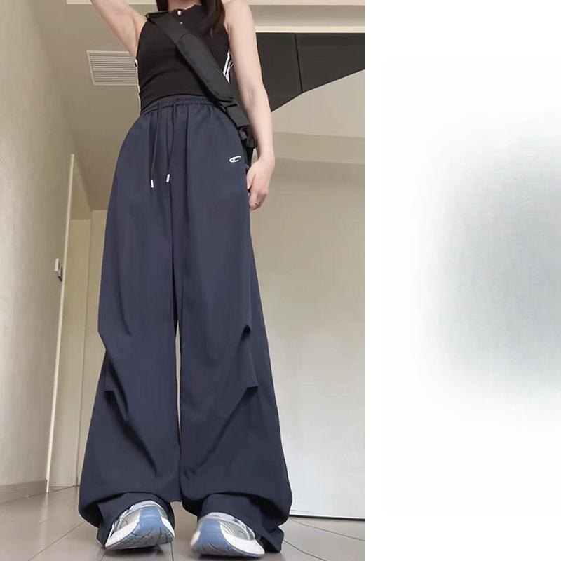Black American Retro Tooling Pants Spring New Thin High Waist Drape Thin Slack Sweatpants