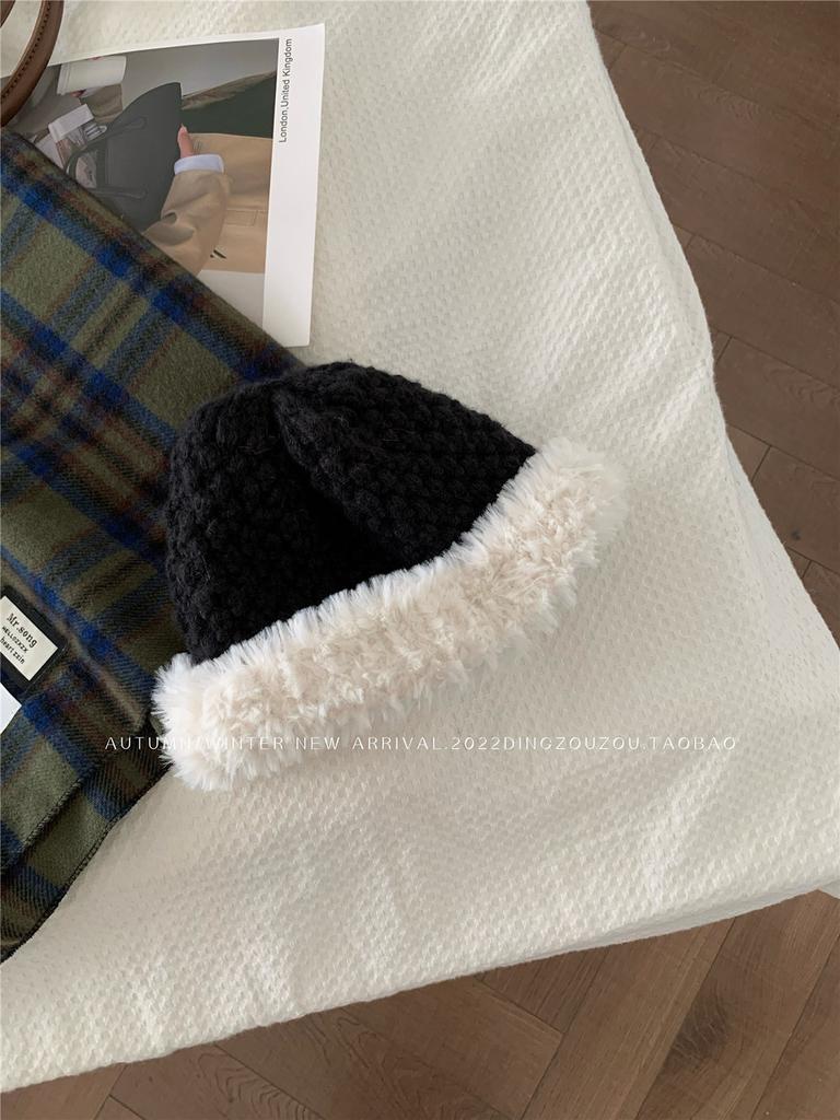 Knit Plush Warm Hat For Women Cozy Winter Beanie With Protection Ear