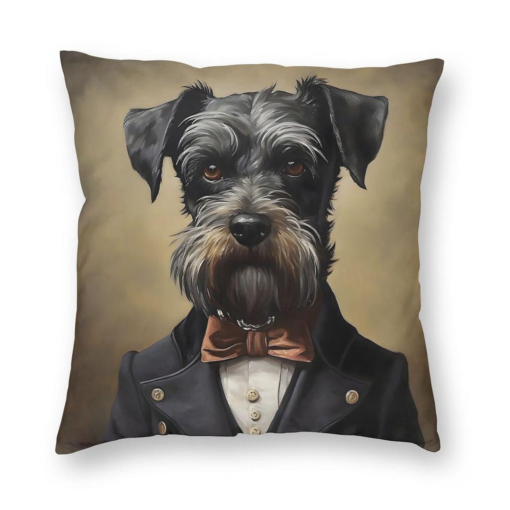 Dapper Mini Schnauzer Square Pillowcase Polyester Linen Velvet Creative Zip Decor Throw Pillow Case Bed Cushion Cover