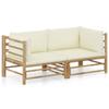 Day and Night - Day and Night Garden Furniture Set 2 Pieces Bamboo and Cream White Cushions