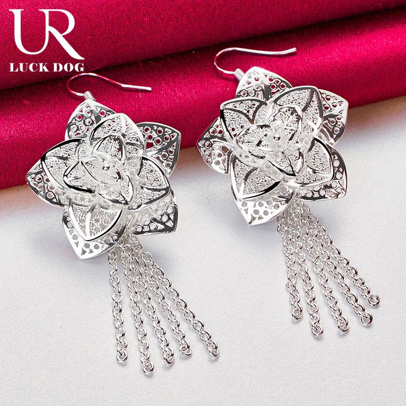 925 Sterling sølv romantiske blomst Piercing øredobber Fasjonable bryllup smykker