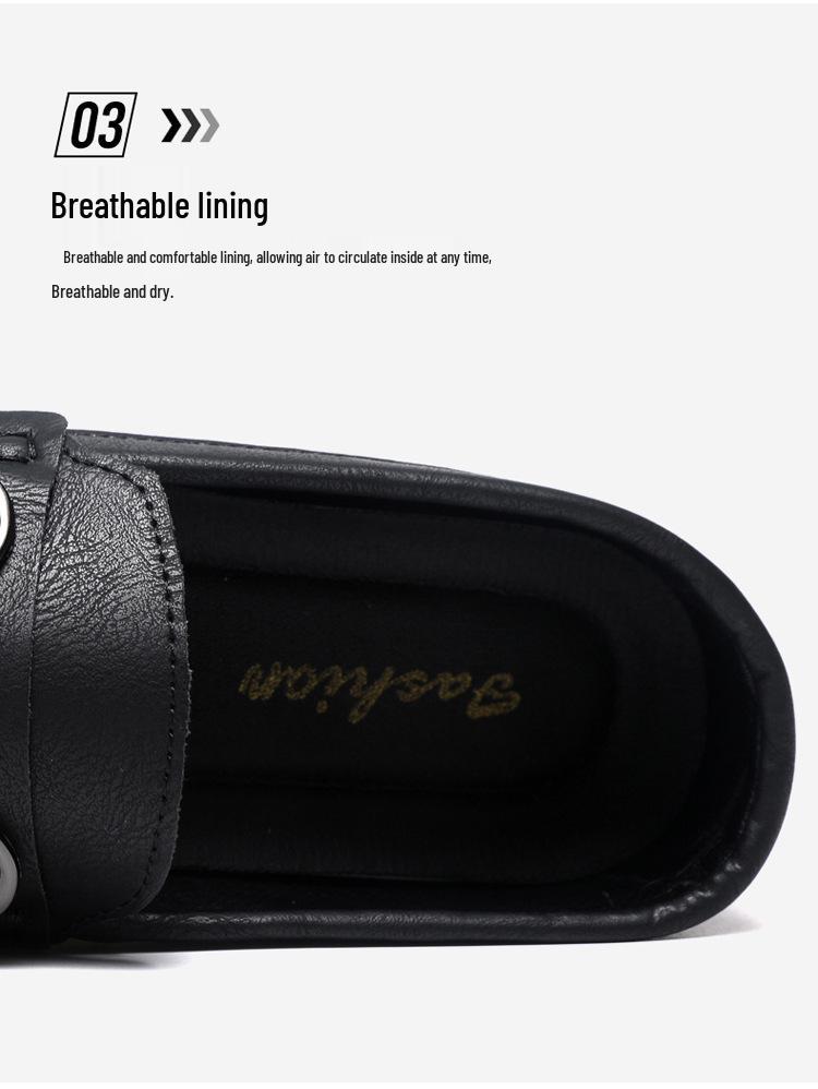 Men's Handmade Soft-Soled Leather Loafers: Wear-Resistant, Trendy, Low-Top Slip-Ons for Casual and Business Wear.