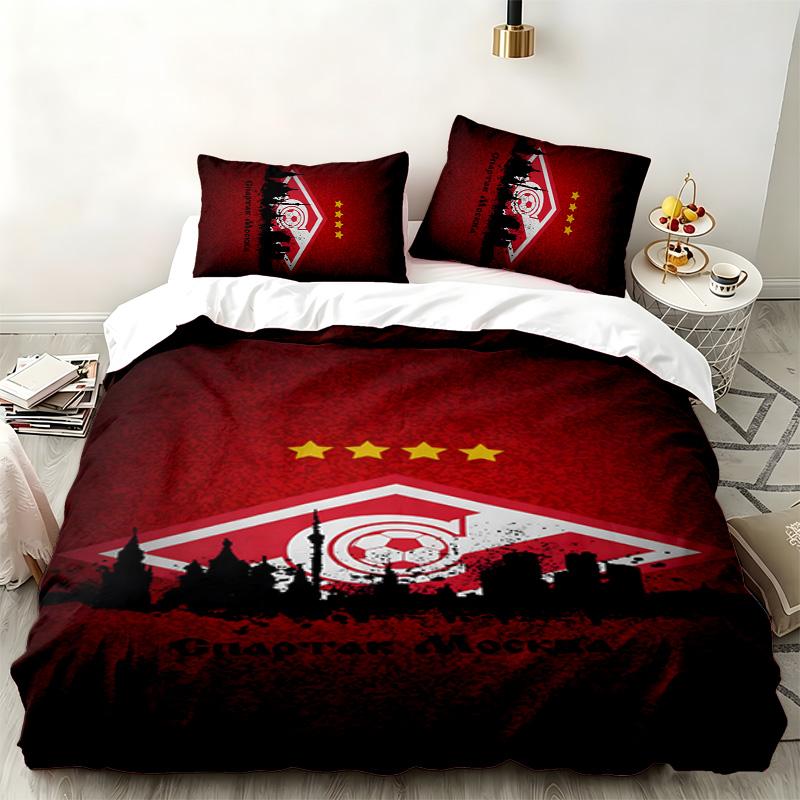 FC Spartak Moskau 3-teiliges Set Perfekt für das Schlafzimmer Bequemes Bettwäsche-Set enthält einen Bettbezug und zwei Kissenbezüge Ideales Geburtstags- oder Weihnachtsgeschenk