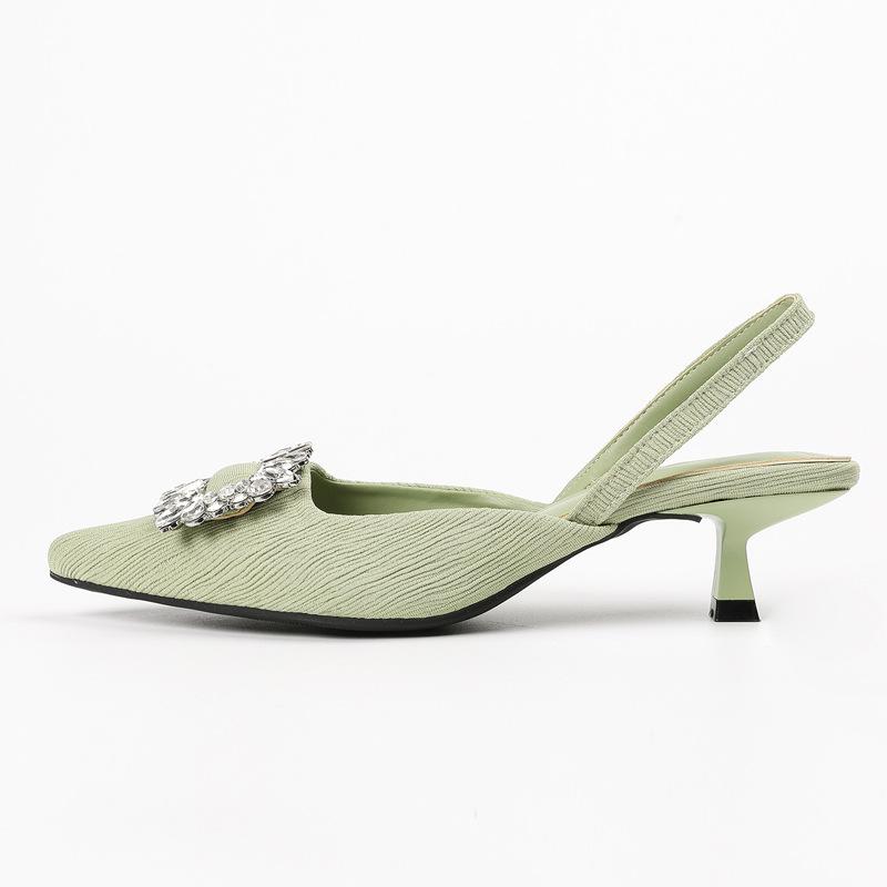 Мода 2024 года Знаменитости обувь дамы полосатые сандалии из ткани с кристаллами пряжка — фото 6