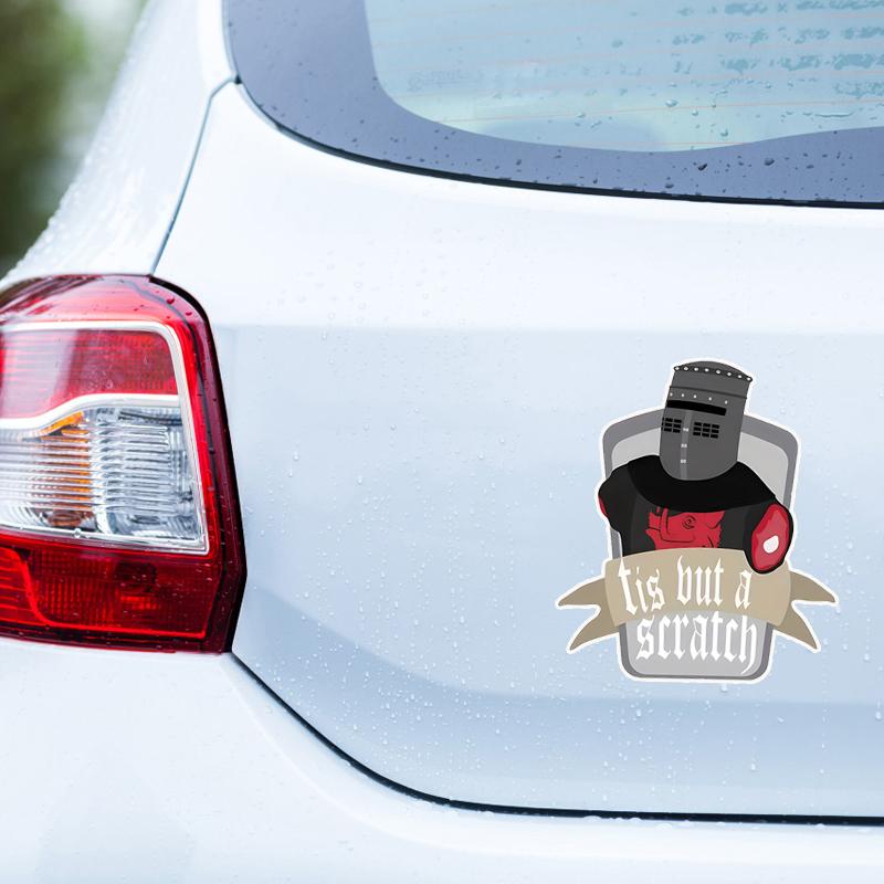 JT138#13x15cm Tis But A Scratch Bumper Sticker Vinyl Decal Cartoon Irregular Self-adhesive Sticker