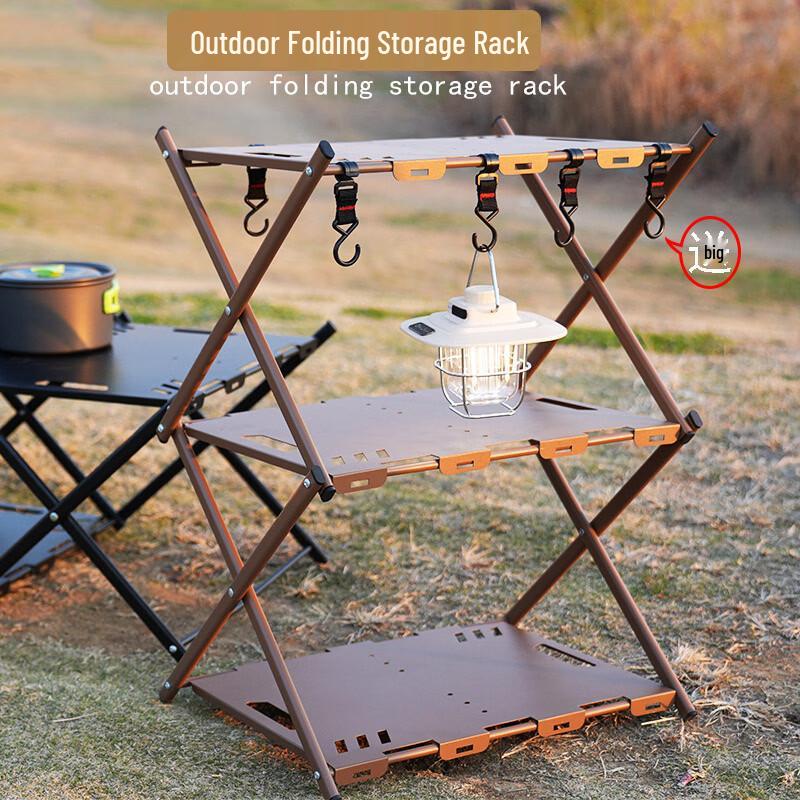 

Outdoor Camping 3-Tier Carbon Steel Storage Shelf