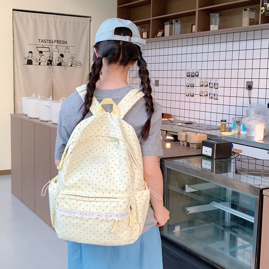 Zaino scolastico coreano ins a pois zaino femminile alto valore carino zaino scolastico per studenti grande capacità leggero zaino da viaggio per il tempo libero