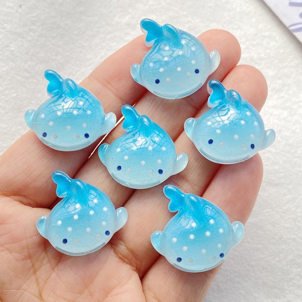 10Pcs Cute Resin Cartoon Shark, Whale, Sea Star Ocean Series Flat Back Cabochons Scrapbooking DIY Jewelry Craft Decoration