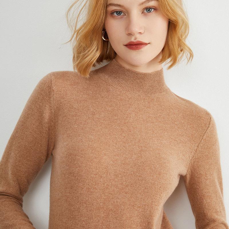 DAFIFY Women's Fashion Casual Fall Winter Solid Color Print Long Sleeve Half Turtleneck Sweaters