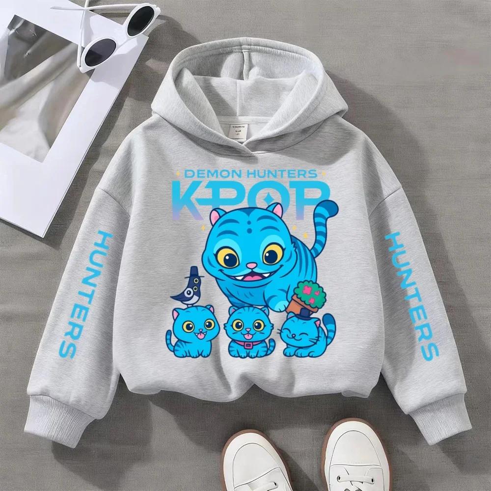 

Детский свитшот с круглым вырезом и капюшоном 2025 Весна-Осень Мультяшный принт Длинный рукав Свободный крой Девочка K-pop Ведьма 100