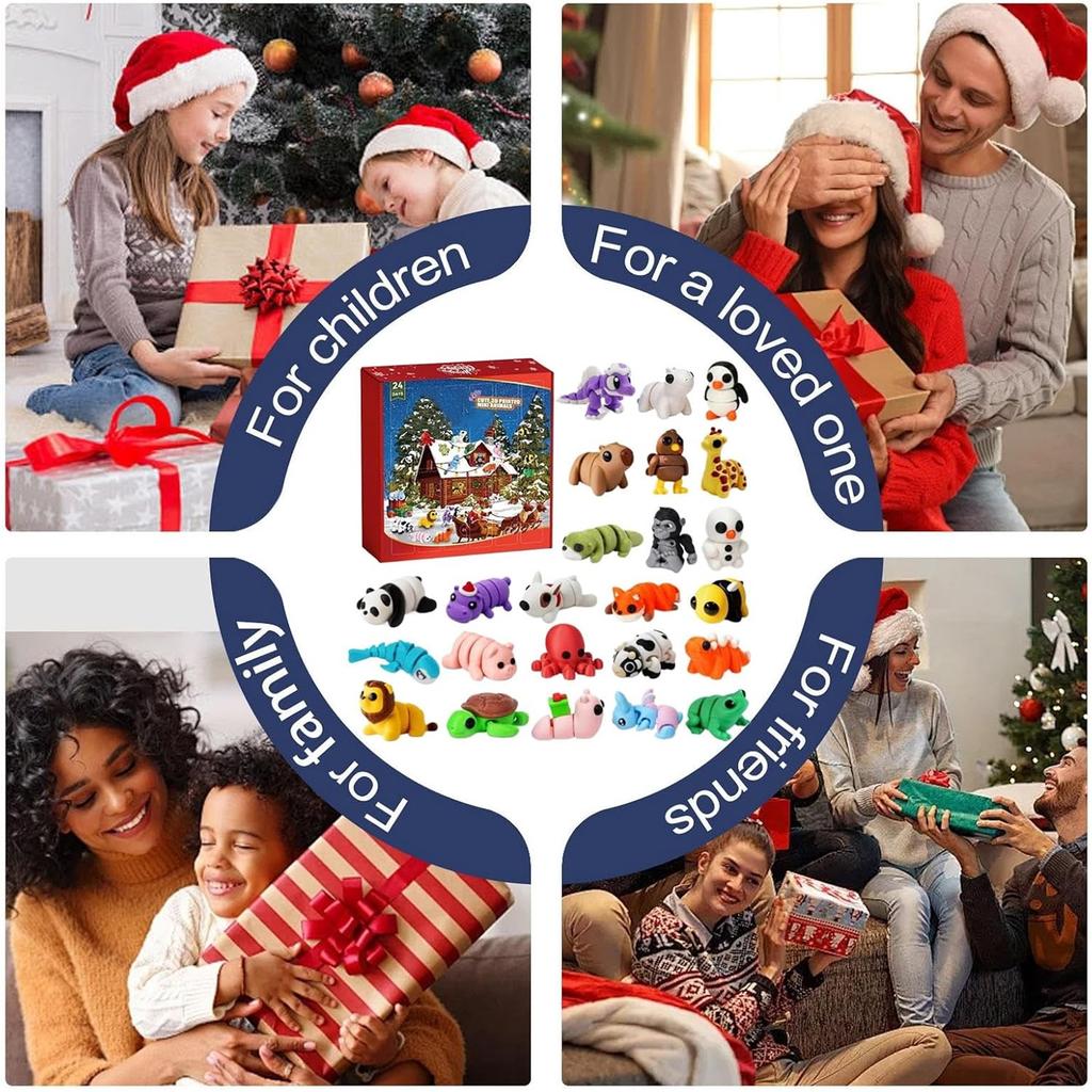3D Christmas Advent Calendar with Cute Animal Surprises - Kids Holiday Countdown Calendar, 3D Animal Figures for Christmas Gift