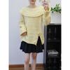 Lotus leaf collar three-dimensional flower butterfly design sense knitted sweater top autumn and winter new loose sweater pullover woman
