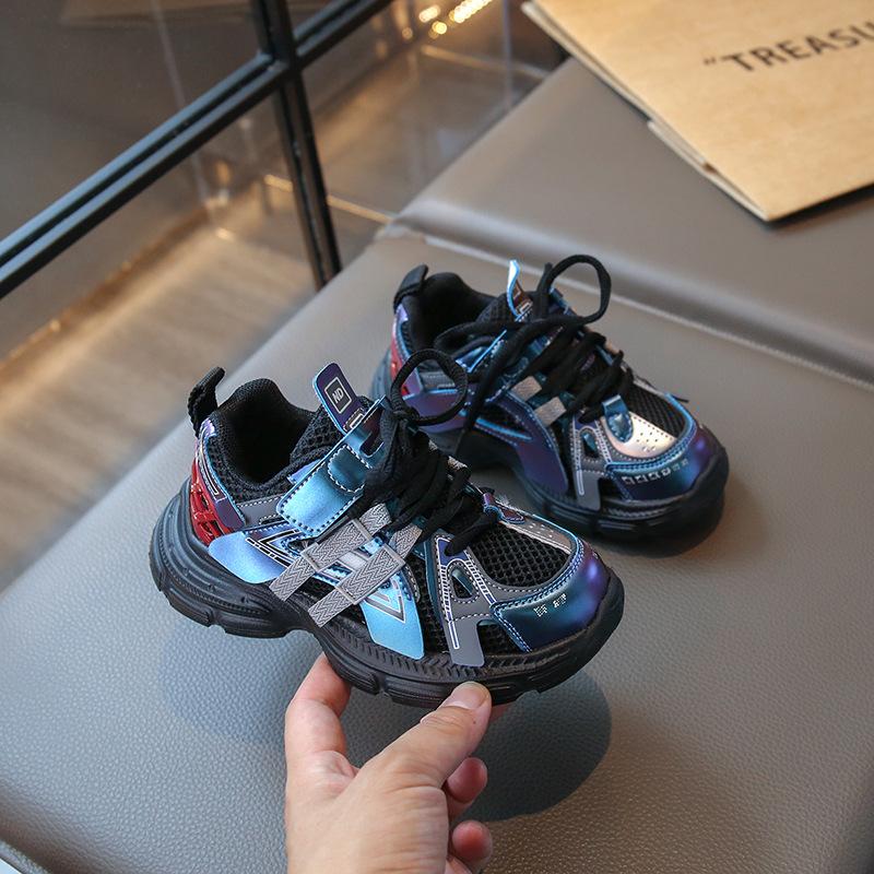 

Children s 2025 spring and autumn new soft-soled non-slip sneakers mesh breathable boys and girls dad shoes 26