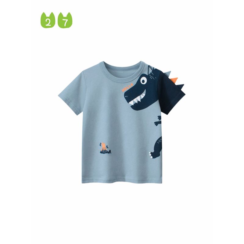 27Kids Children's Clothing Half-Sleeve Summer Boys' Dinosaur Clothes Kidsren's Short-Sleeved T-Shirt Boys' Pure Cotton Tops