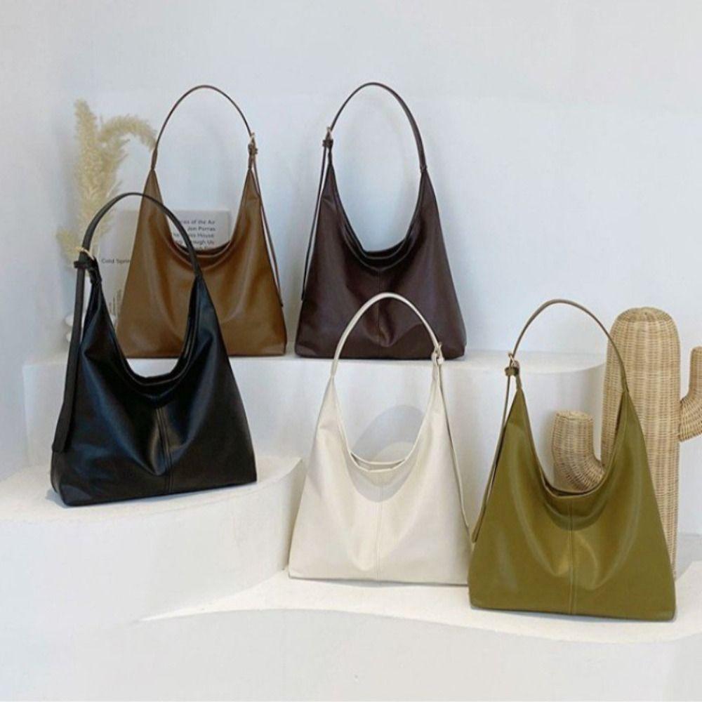 PU Vintage Tote Bag Large Capacity Commute Shopping Bag Elegant Women's Shoulder Bag  Streetwear