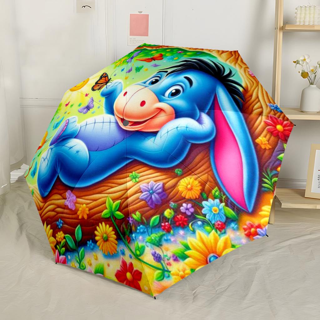 Eeyore's Dreamy Garden Portable Automatic Umbrella Compact & Durable 8-Rib Design Foldable Design All-Season Umbrella for Travel Fashionable Accessory