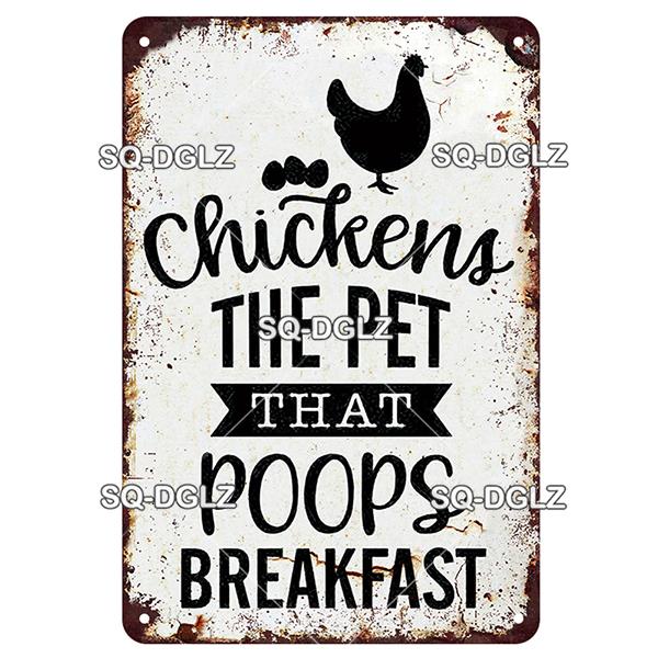 SQ-DGLZ Placă metalică vintage de avertizare Ouă de găini Placă de tablă Placă pentru magazin Home Bar Decor de perete Autocolant Placă de decorare Poster