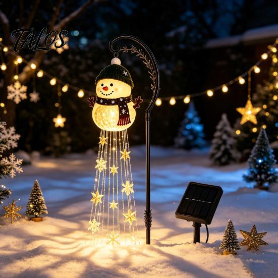 Dekorative Terrassenlichter mit Halo-Effekt Solar-Schneemann Wasserfontäne Gartenlicht, Leuchtende Hoflampe Magische Wasserdichte Statuen Effekt, Harz