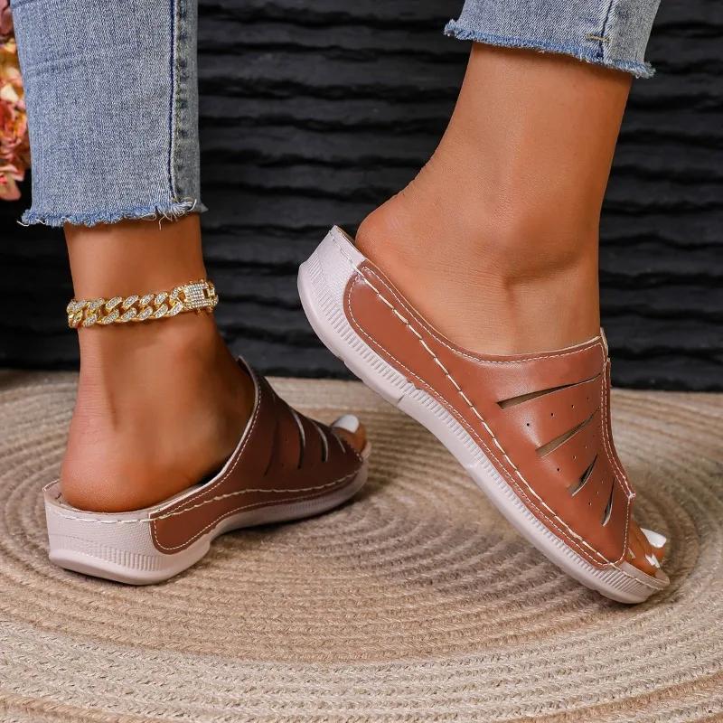 2025 Summer Basic Women's Slippers Open Toe Casual Slippers Women New Outdoor Plus Size Best Seller Flat SlippersZapatos