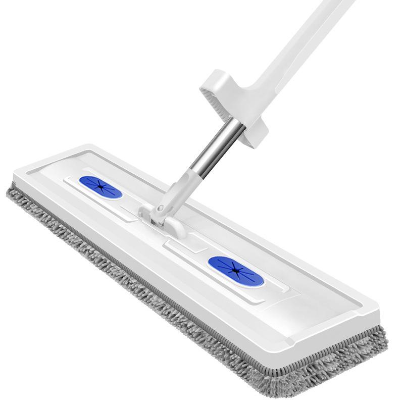 Chenille Rotatable Flat Mop with Built-in Liquid Dispenser, Dual-Use for Dry & Wet Cleaning, No-Rinse Design.