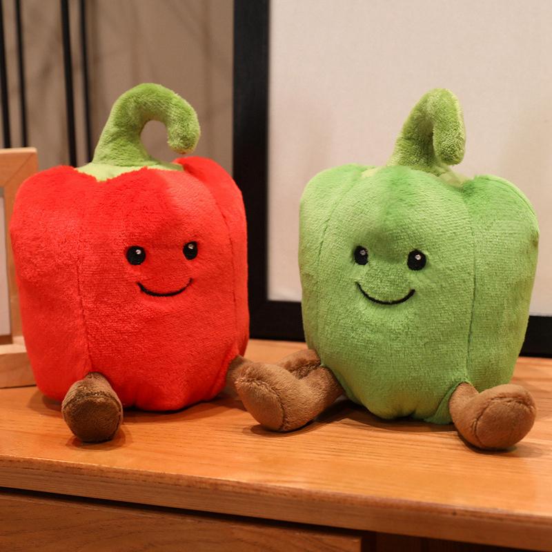 Kreatives Cartoon Buntes Paprika Plüschtier Gefüllte Gemütliches Lächeln Gemüsepuppe Niedlicher Schreibtischbegleiter Bürogeschenk