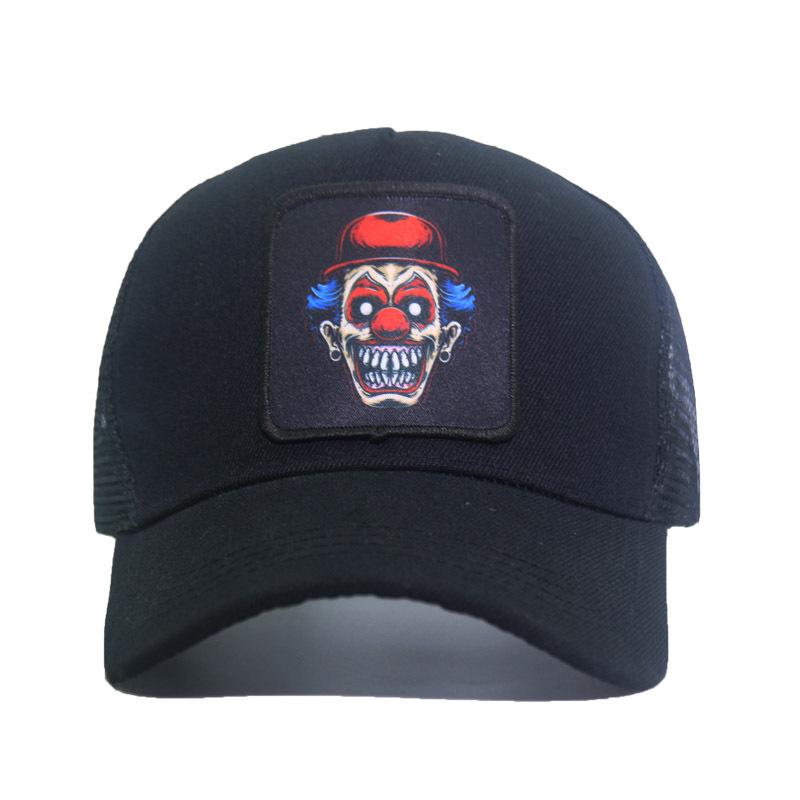 Trendy Fashionableable Clown Embroidery Stitched Baseball Cap For Men And Women, Backless Hip-Hop Hat, Summer Breathable Mesh Sun Gorras Unisex Str
