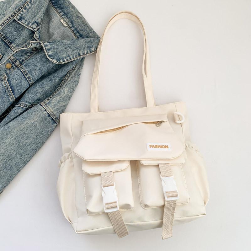 

Trendy Korean Style Nylon Tote Bag In Pink Perfect For Students And Daily Outings OffWhite