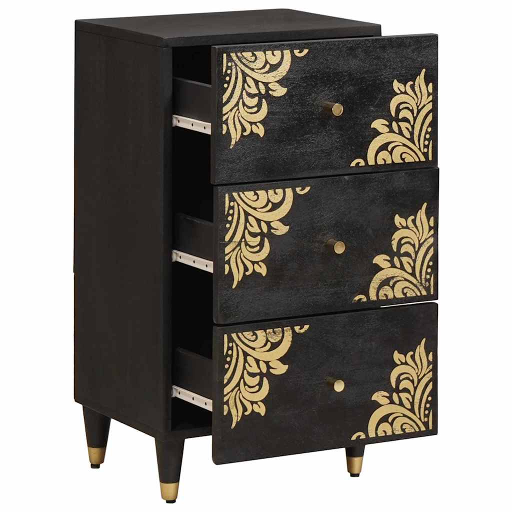 Sideboard with Shelf Black 40 x 33 x 75 cm Solid Mango Wood