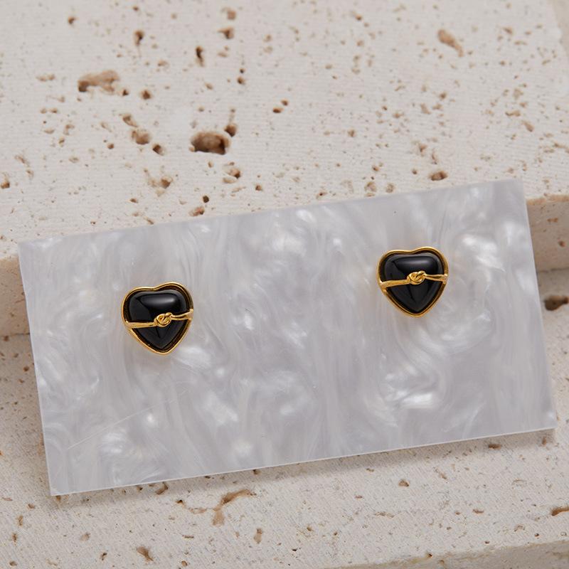 Original Niche S925 Sterling Silver Natural Black Agate Colored Treasure Pendant Heart-Shaped Love Bracelet Female Xiaohongshu Beaded