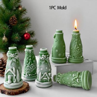 1PC Christmas Bottle Aromatherapy Candle Mold DIY Christmas Decoration Ornament Decoration Christmas Tree Relief Grinding Tool